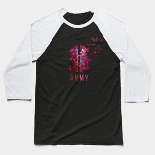 BTS Army logo with destructive butterfly (red galaxy) | Kpop Army Baseball T-Shirt